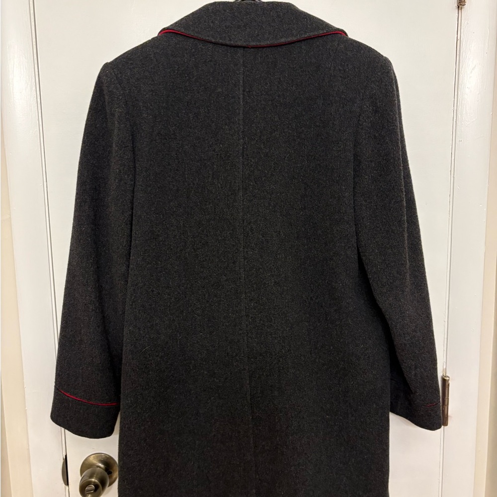 VTG Mackintosh of New England Wool Pea Coat Women 8 Gray Red Trim Made in USA 8 - Picture 3 of 7
